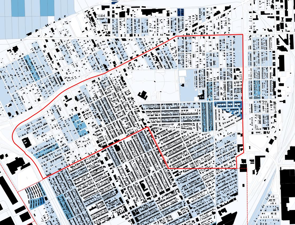 Map of the Campau-Banglatown neighborhood in Detroit.